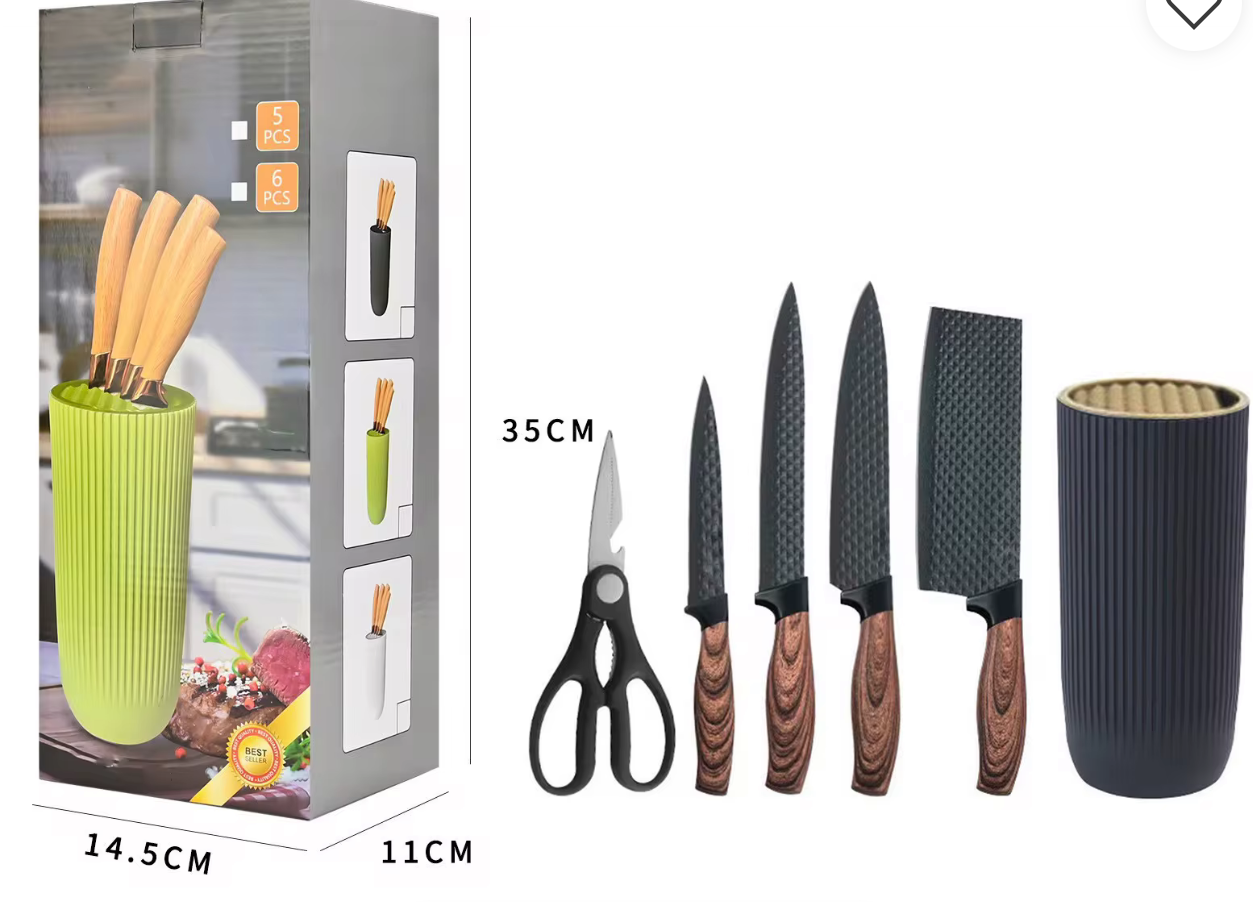 6-Piece Stainless Steel Knife Set – Professional Cutting Precision for Home & Kitchen . .
