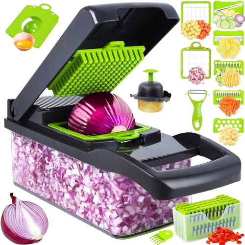 16-in-1 Multi-Functional Vegetable Chopper with Container – Slice, Dice & Prep Faster